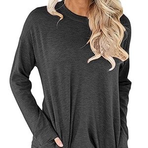Dark Grey Casual Loose Fit Tunic Top - Size XL